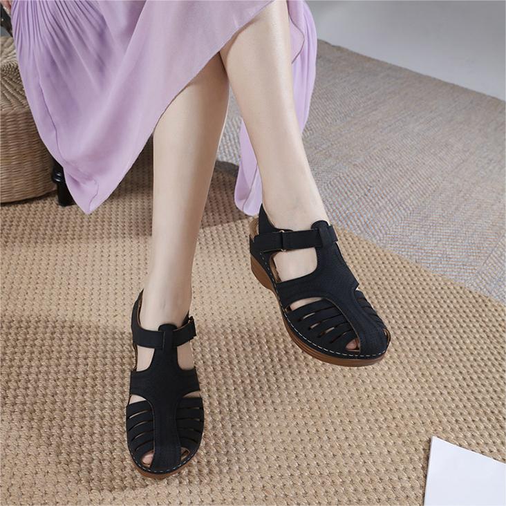 Sommersandaler for kvinner Slope Heel Baotou Sandals